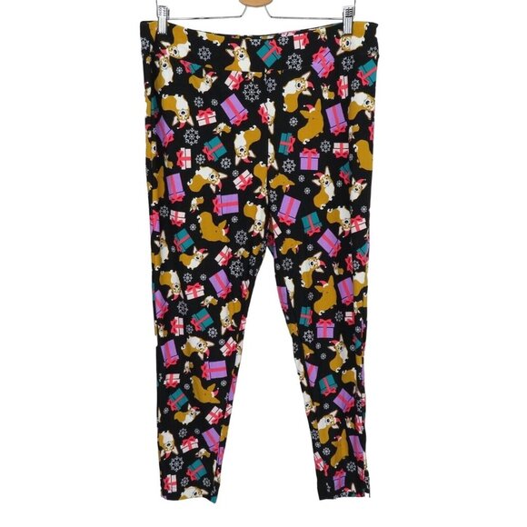 Terra & Sky Womens Plus Size 1X 16W-18W Corgi Dog Print Christmas Leggings NWOT - Picture 1 of 10